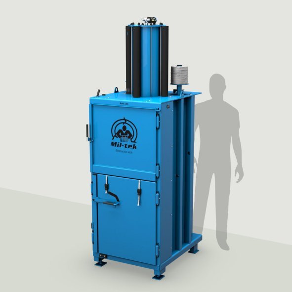 Mil-tek Ballenpresse 2305 in Blau auf grünem Hintergrund