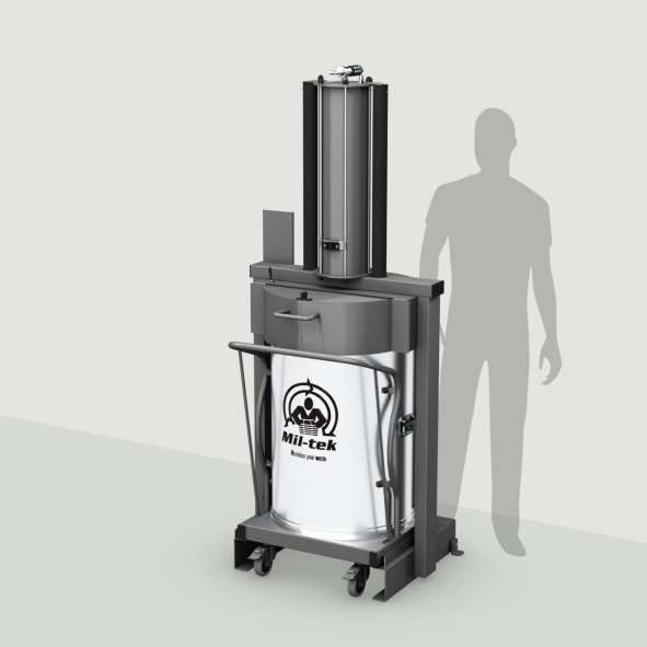 Mil-tek XP200S Gemischter Abfallverdichter auf grünem Hintergrund