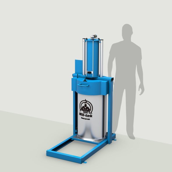 XP300 Müllpresse für gemischte Abfälle vor grünem Hintergrund